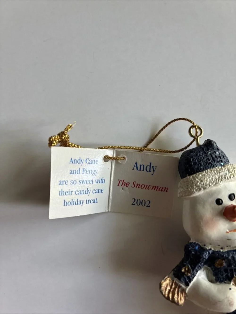 Vintage Marathon Andy The Snowman 2002 Christmas Ornament Penguin Holiday